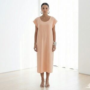 Emilio de la Morena powder pink silk cap sleeve midi dress - Small